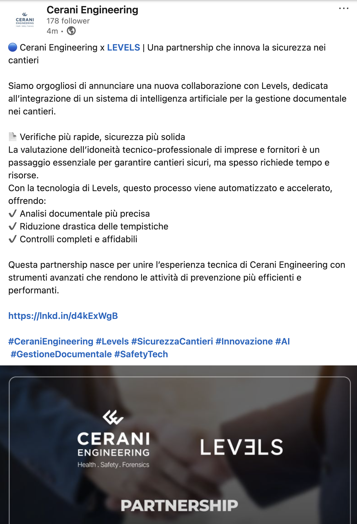 Testimonianza LinkedIn di Cerani Engineering
